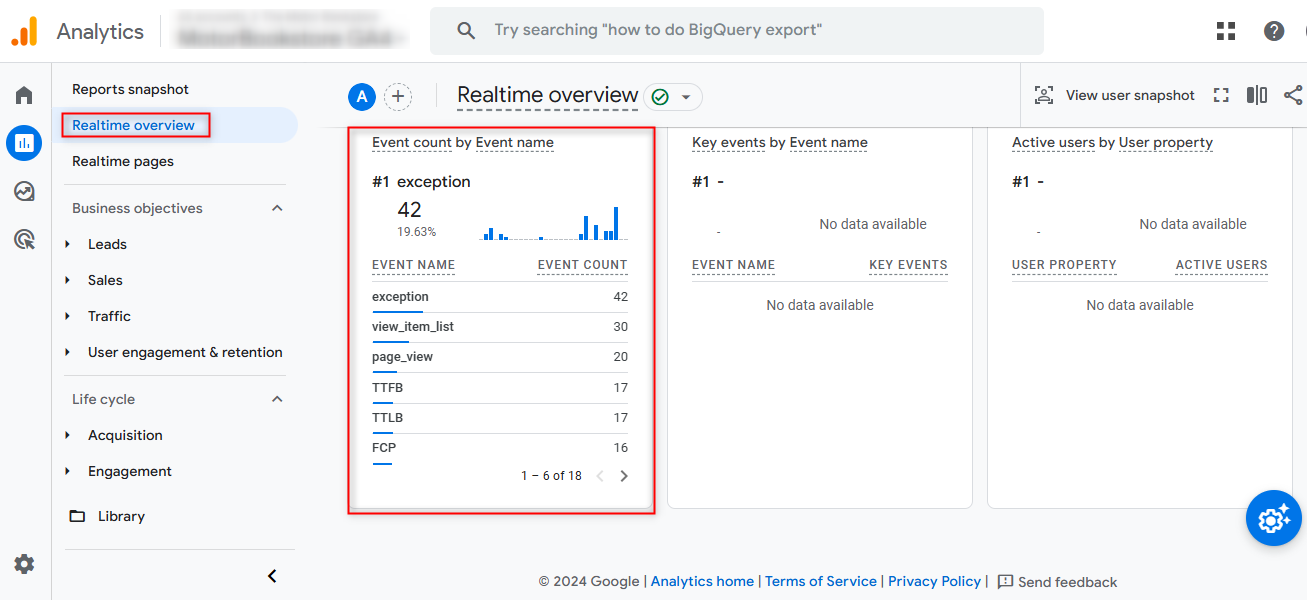 check real-time reports in ga4