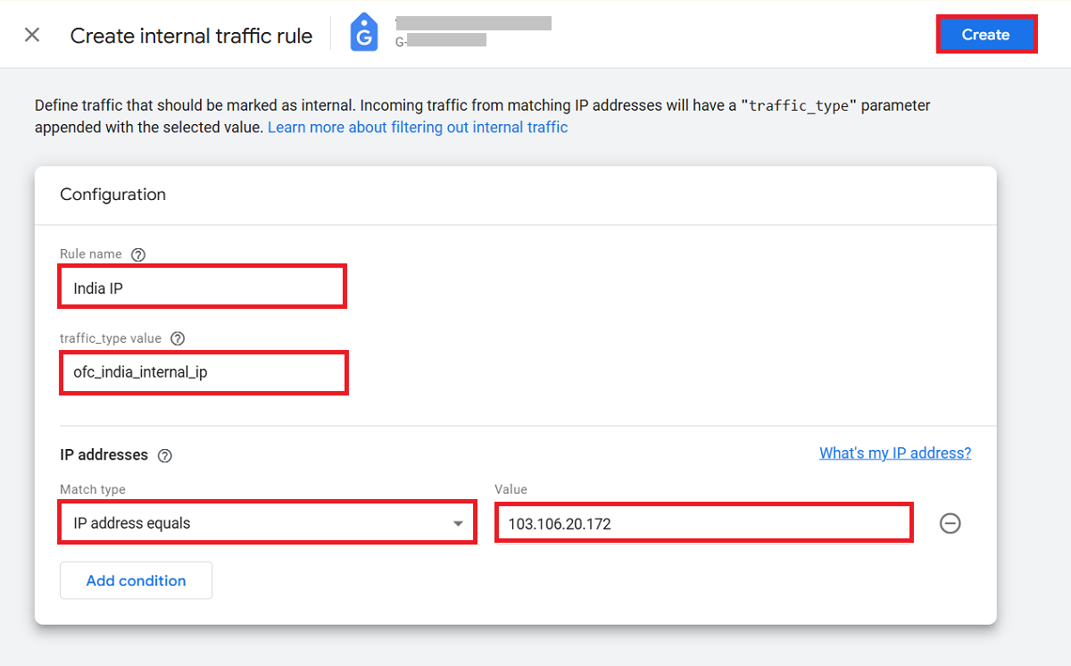 configure internal traffic rule