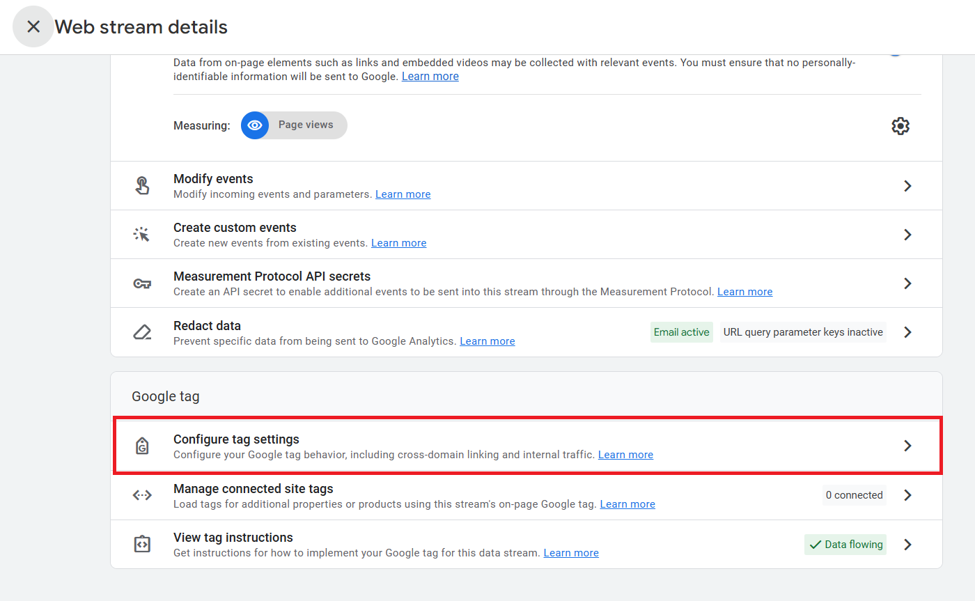 configure tag settings