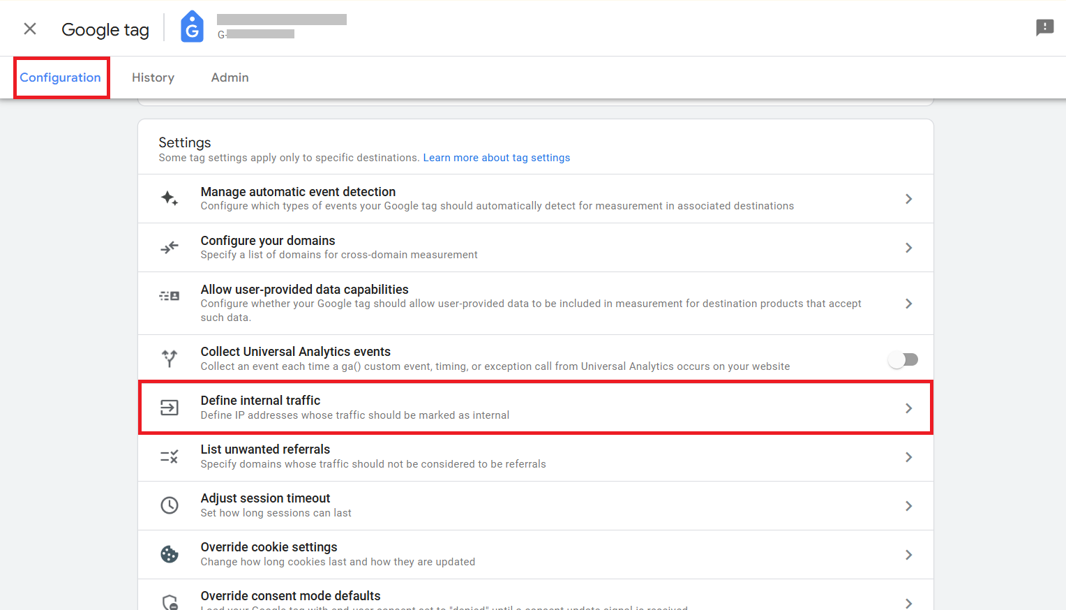 define internal traffic option ga4