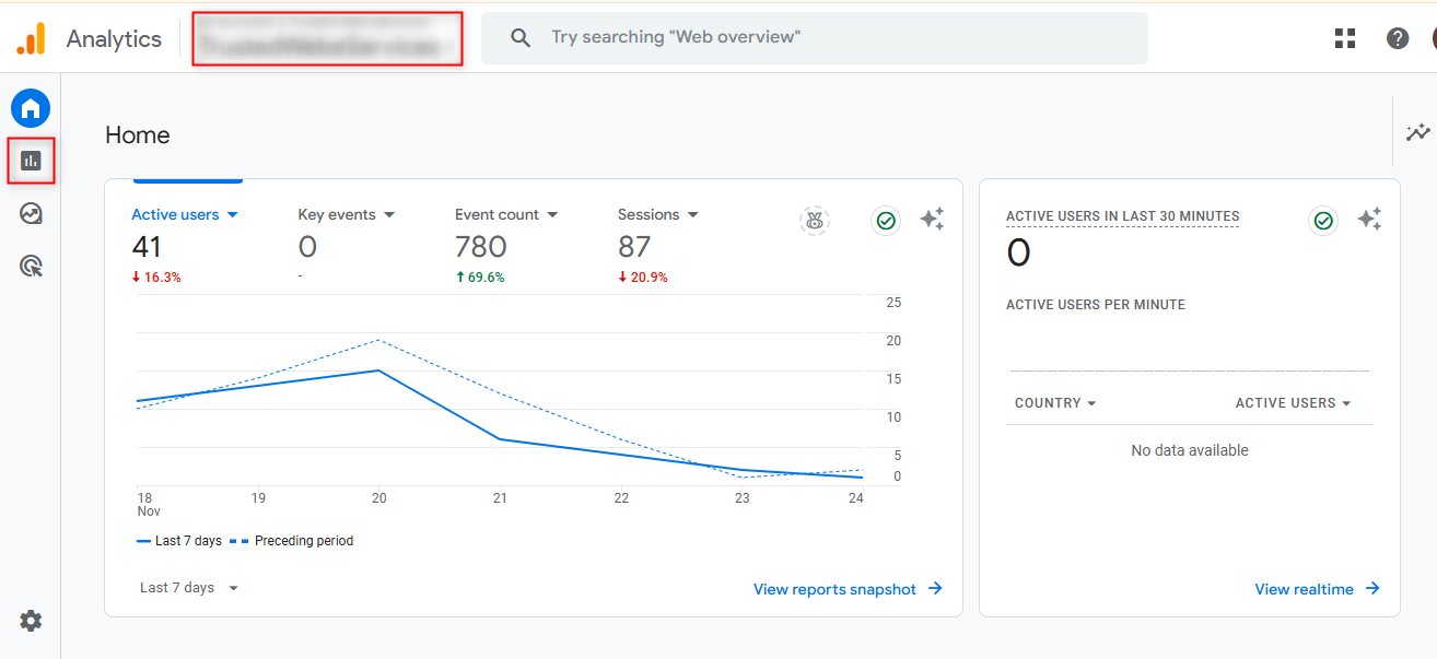 log in to google analytics