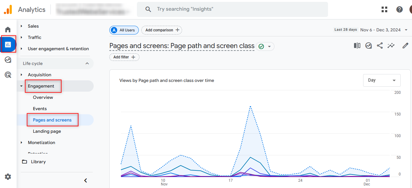 accessing the ga4 engagement reports