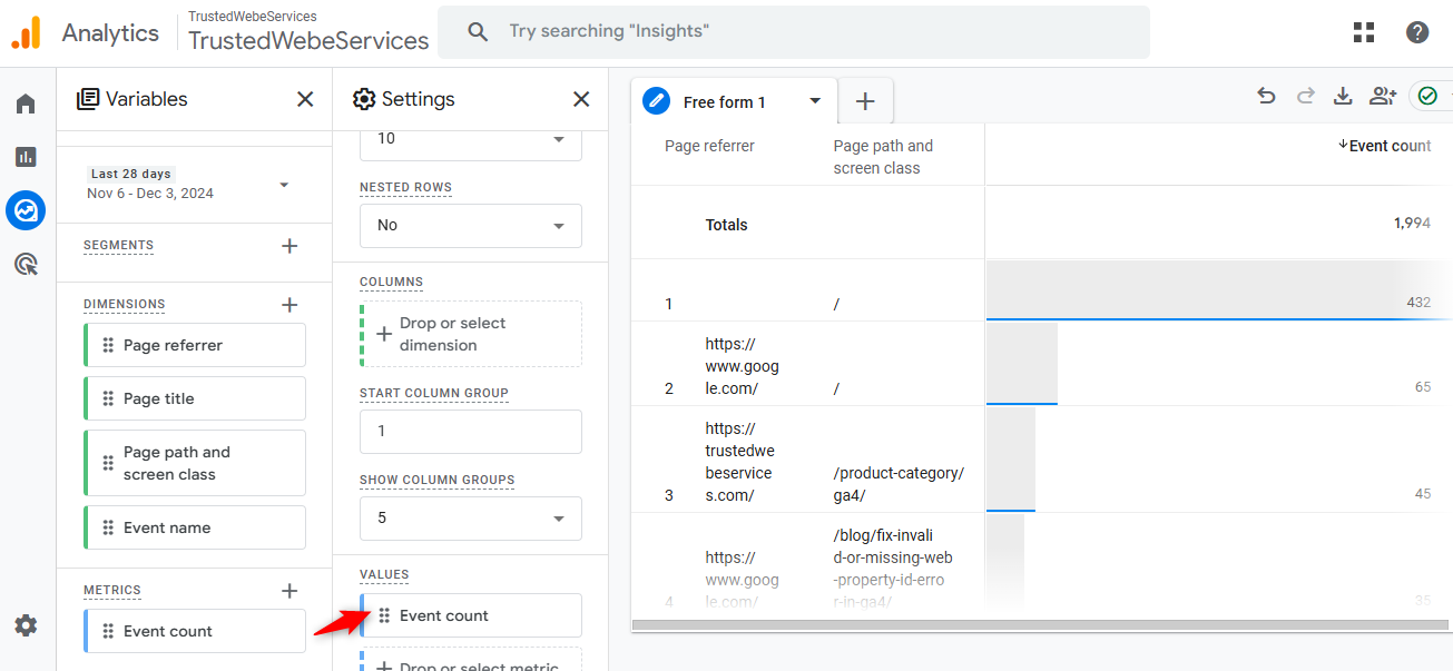 add metrics to values