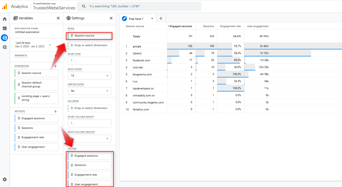 configure your custom report