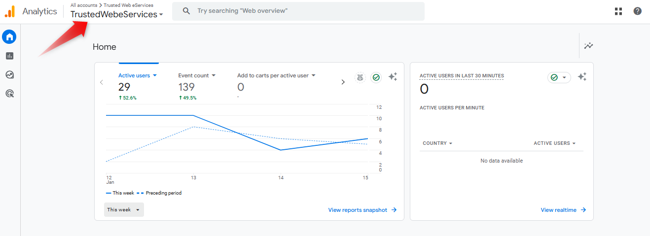 log in to google analytics