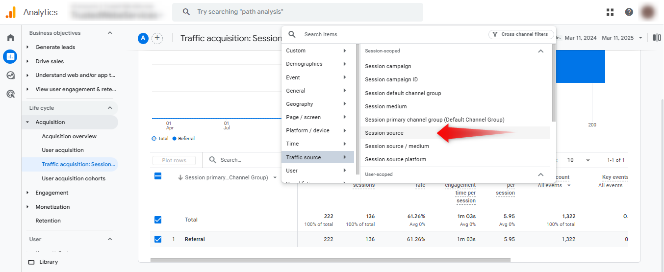 identify referral traffic sources