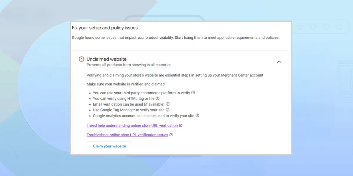 Unclaimed Website URL